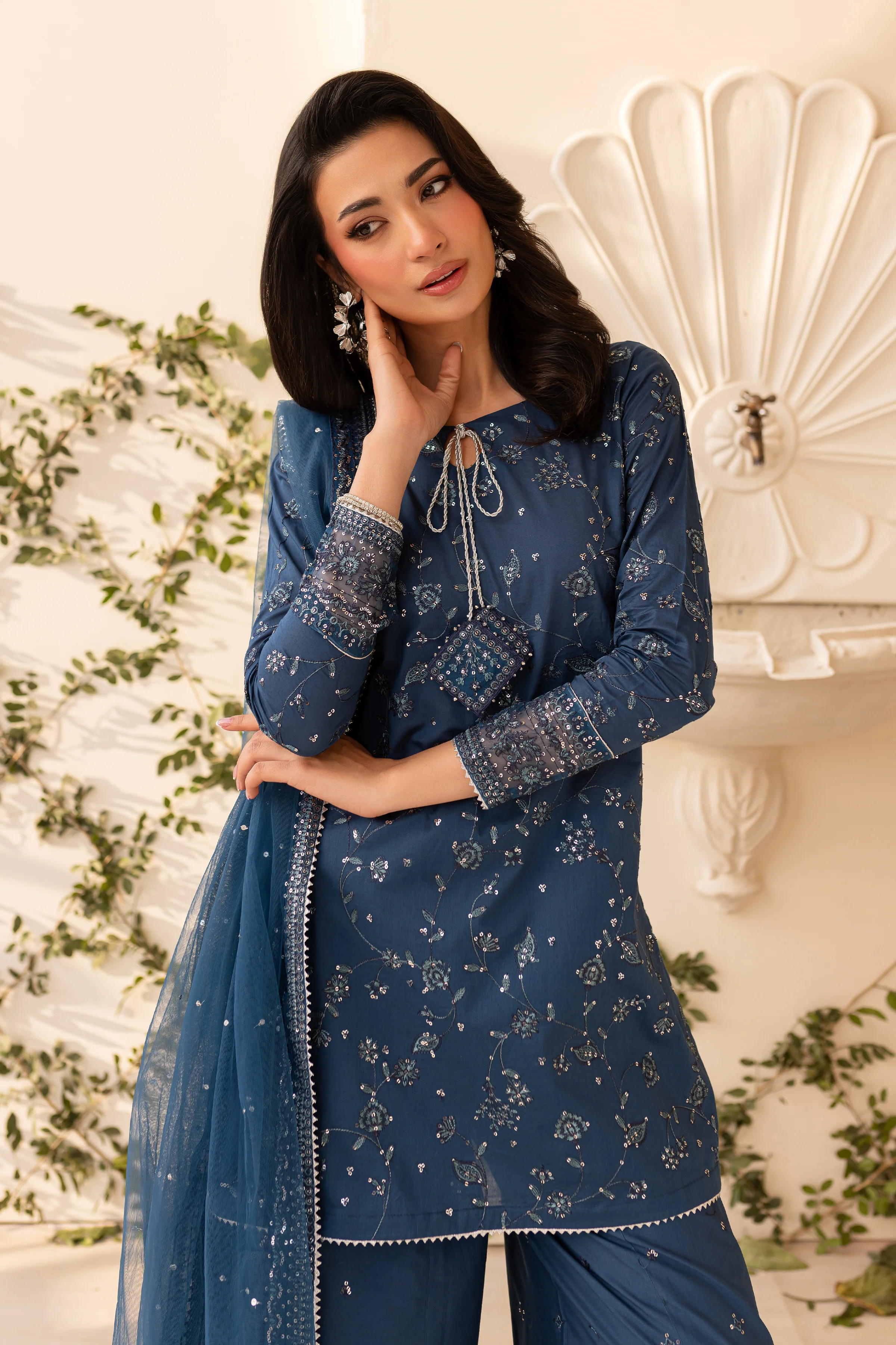 Alexis 3Pc - Embroidered Sharara Pret - Image 5