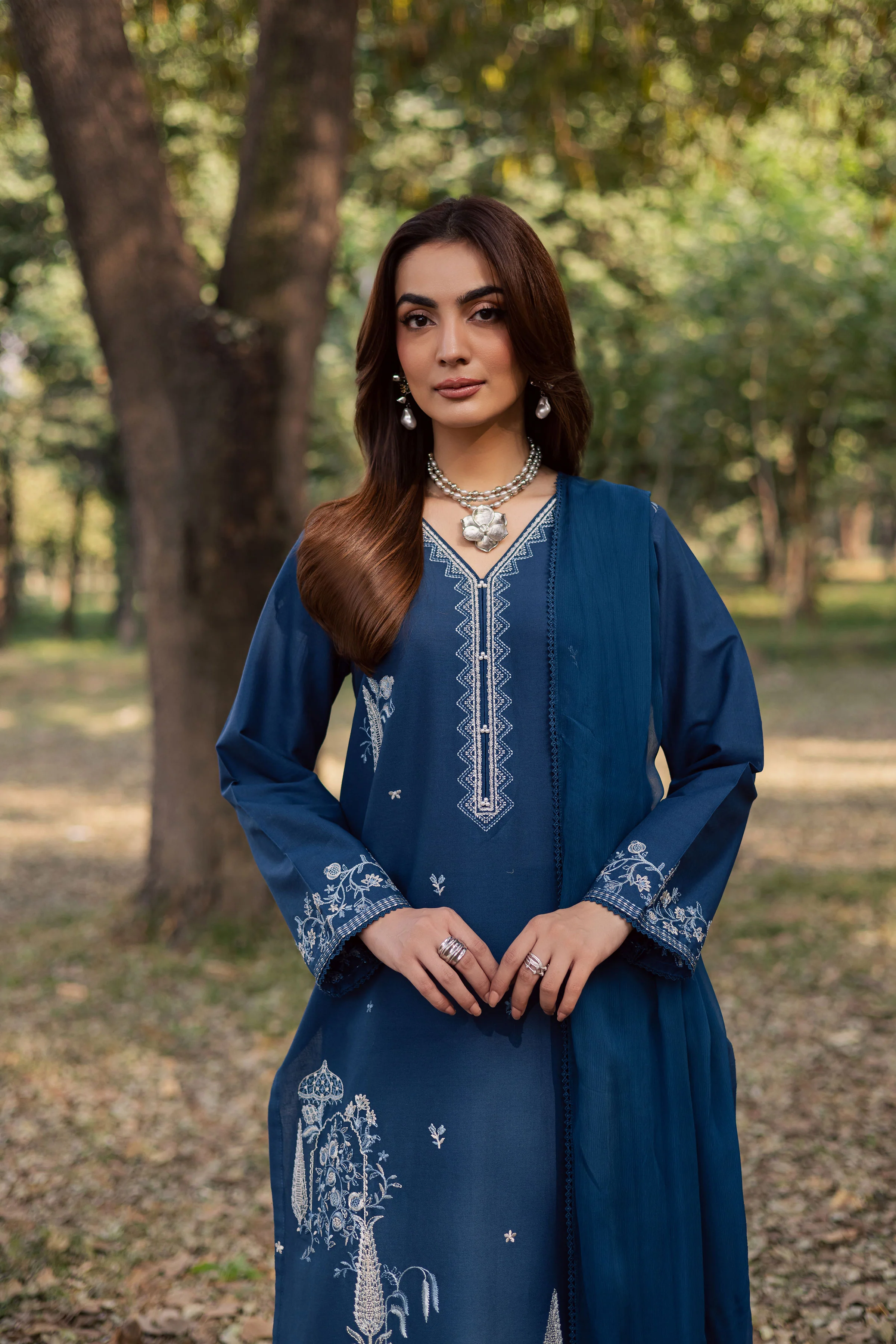 Blue Amal 3Pc - Embroidered Khaddar Dress - Image 6