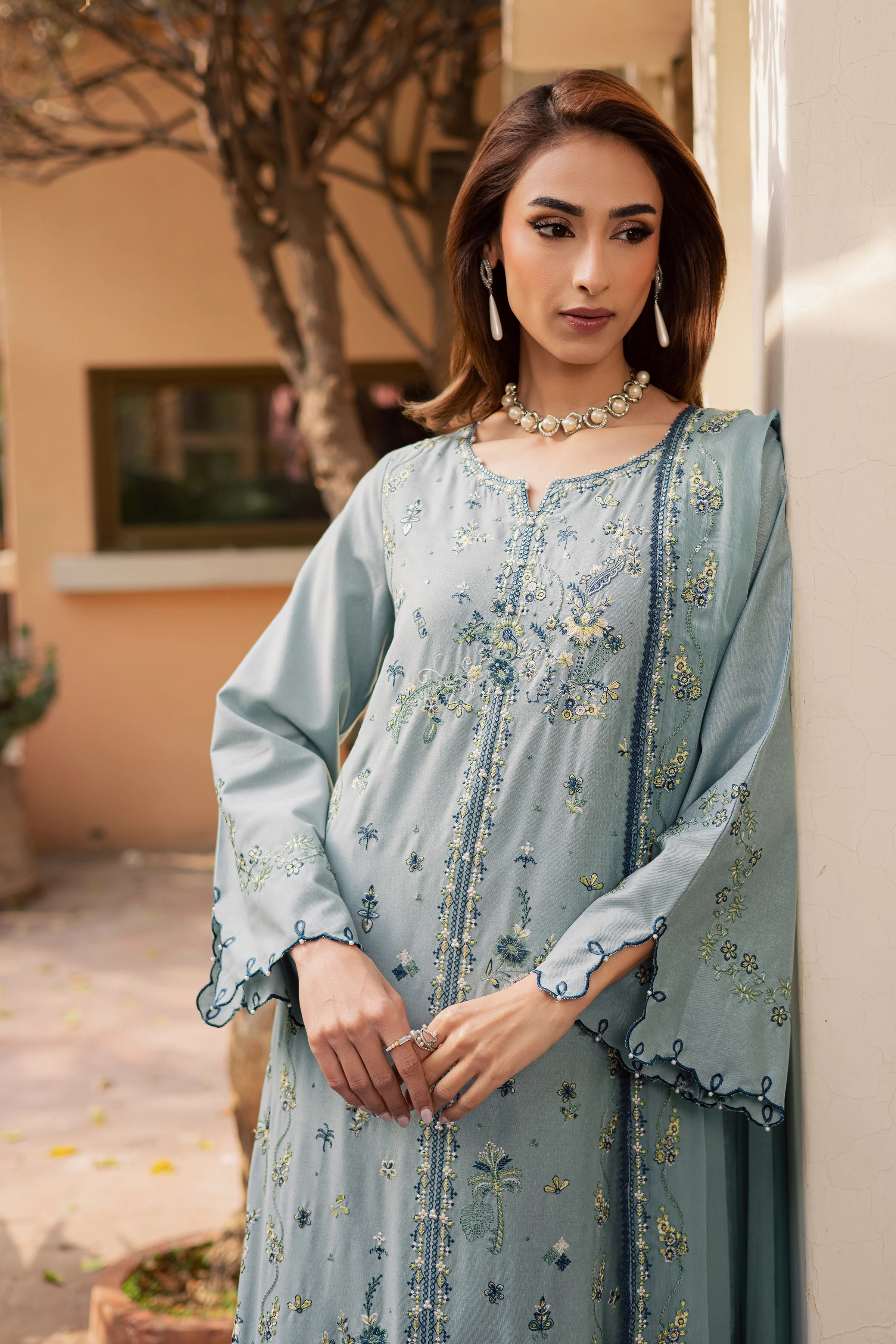 Blue Ice 3Pc - Embroidered Festive Pret - Image 4
