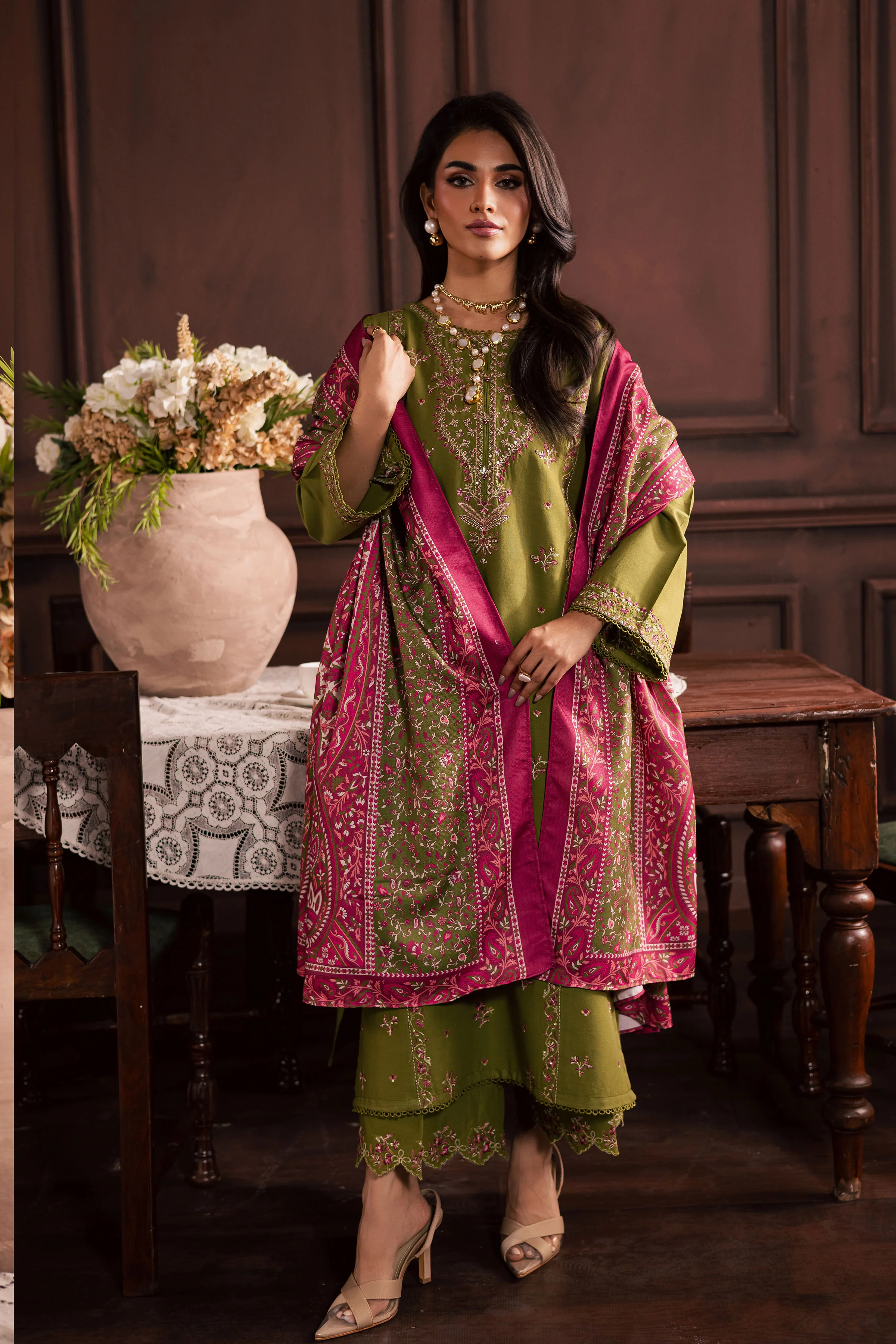 Darla 3Pc - Embroidered Khaddar Dress - Image 7