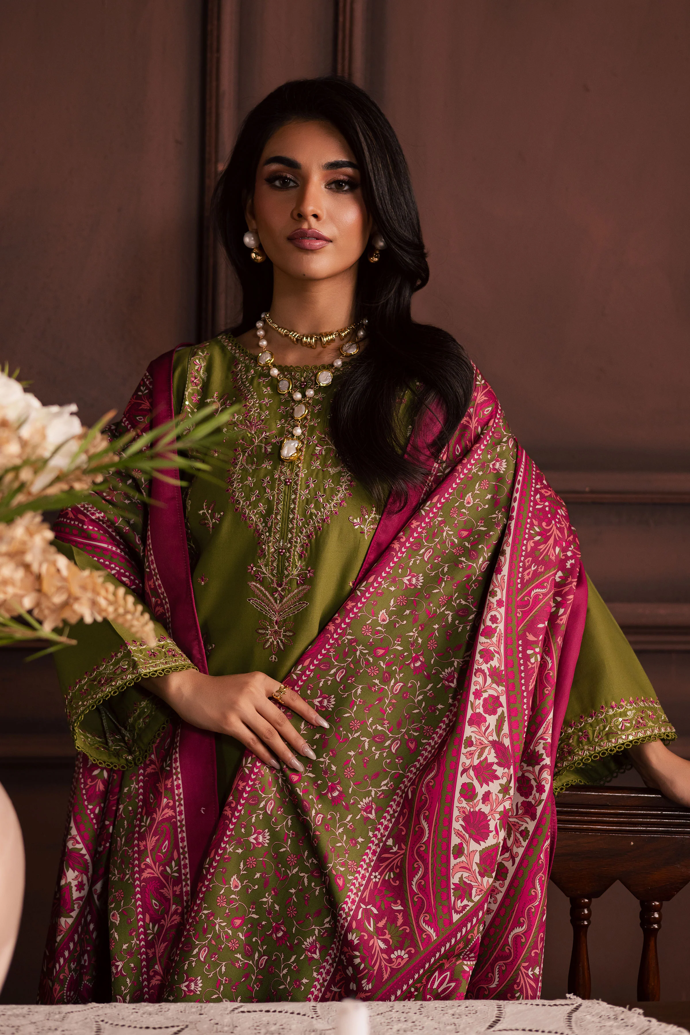 Darla 3Pc - Embroidered Khaddar Dress - Image 9