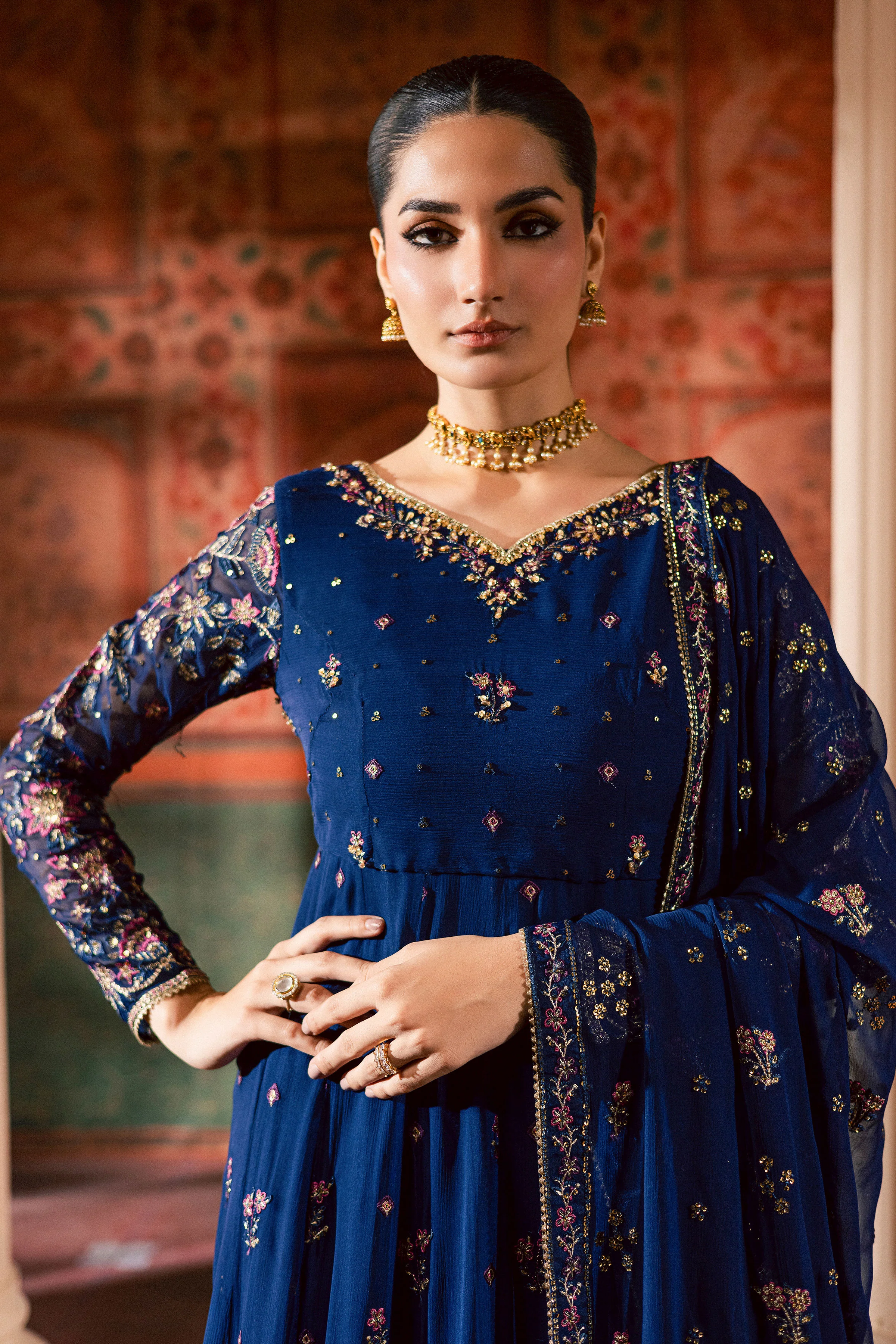 Earliblue 3Pc - Chiffon Wedding Frock - Image 3