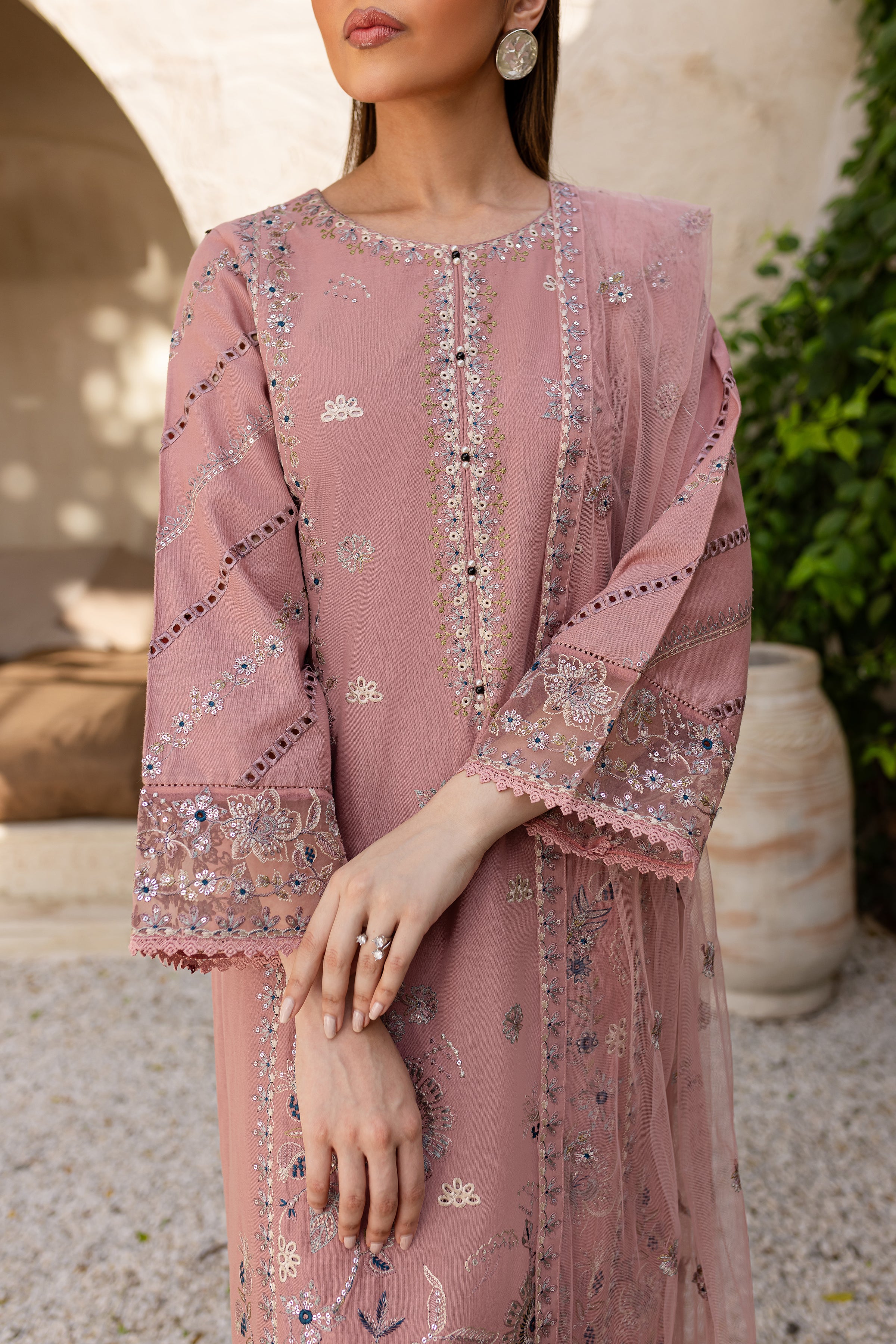 Eira 3Pc - Embroidered Khaddar Dress - Image 7