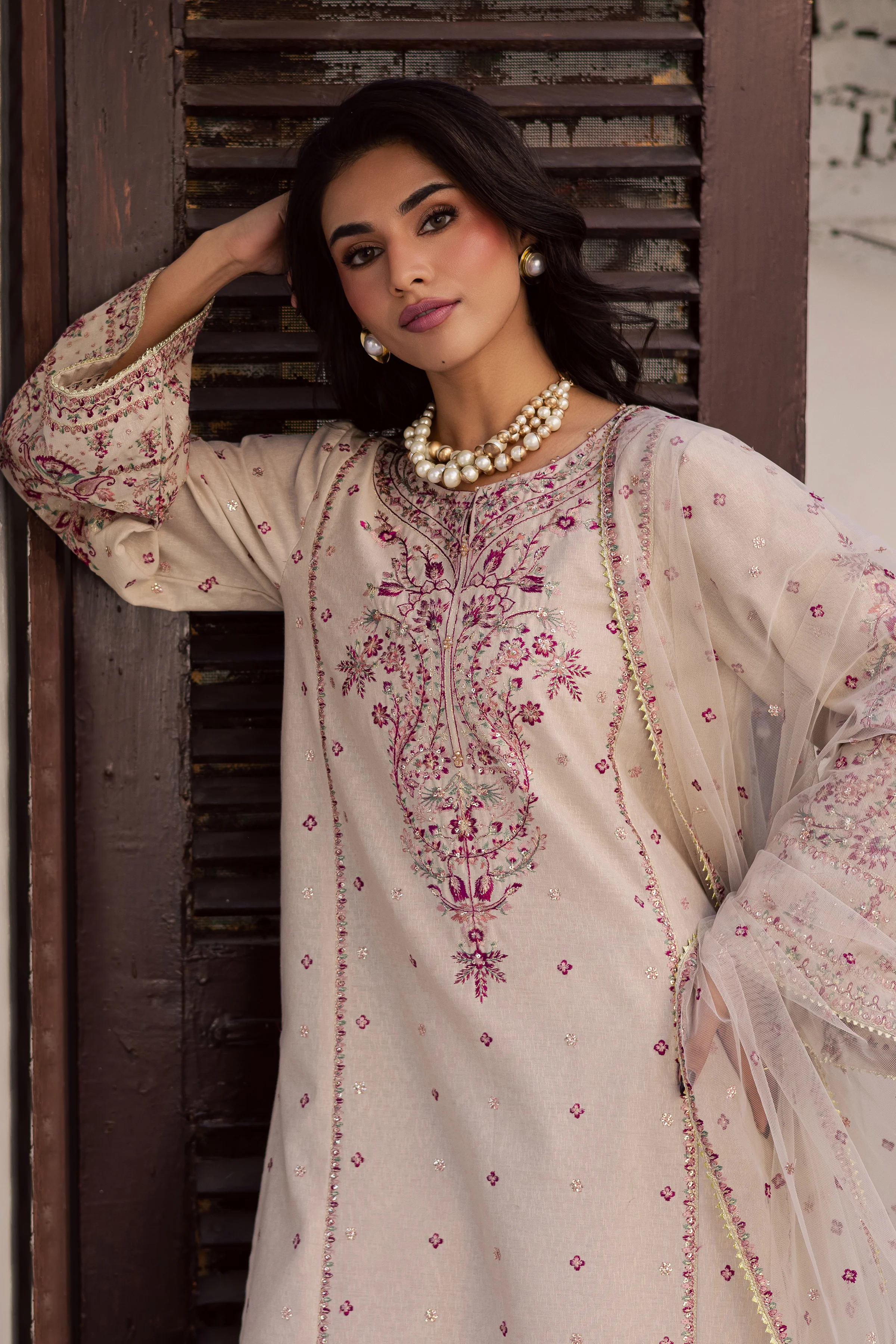 Fleur 3Pc - Embroidered Karandi Dress - Image 3