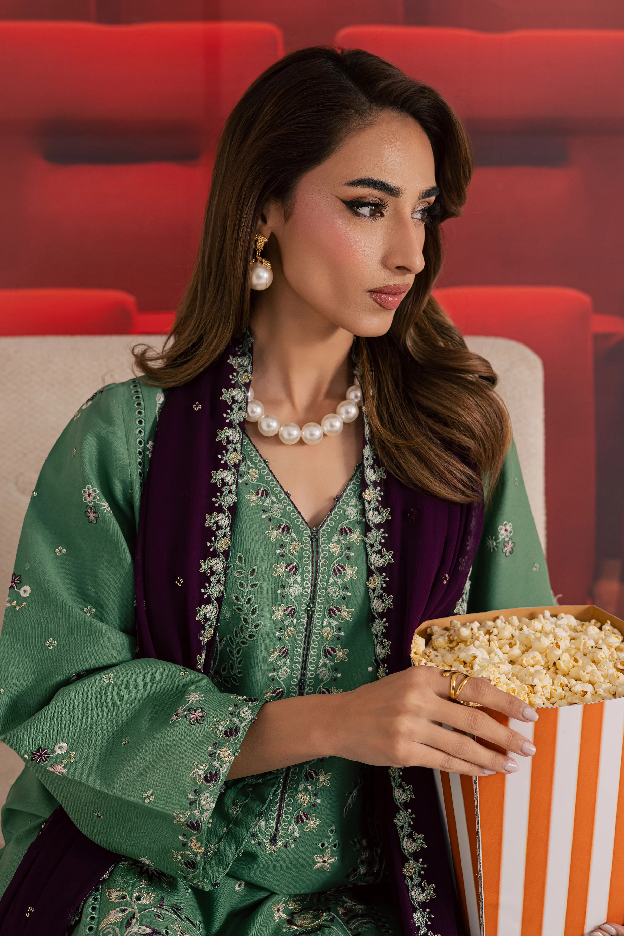 Green Spruce 3Pc - Embroidered Khaddar Dress - Image 4