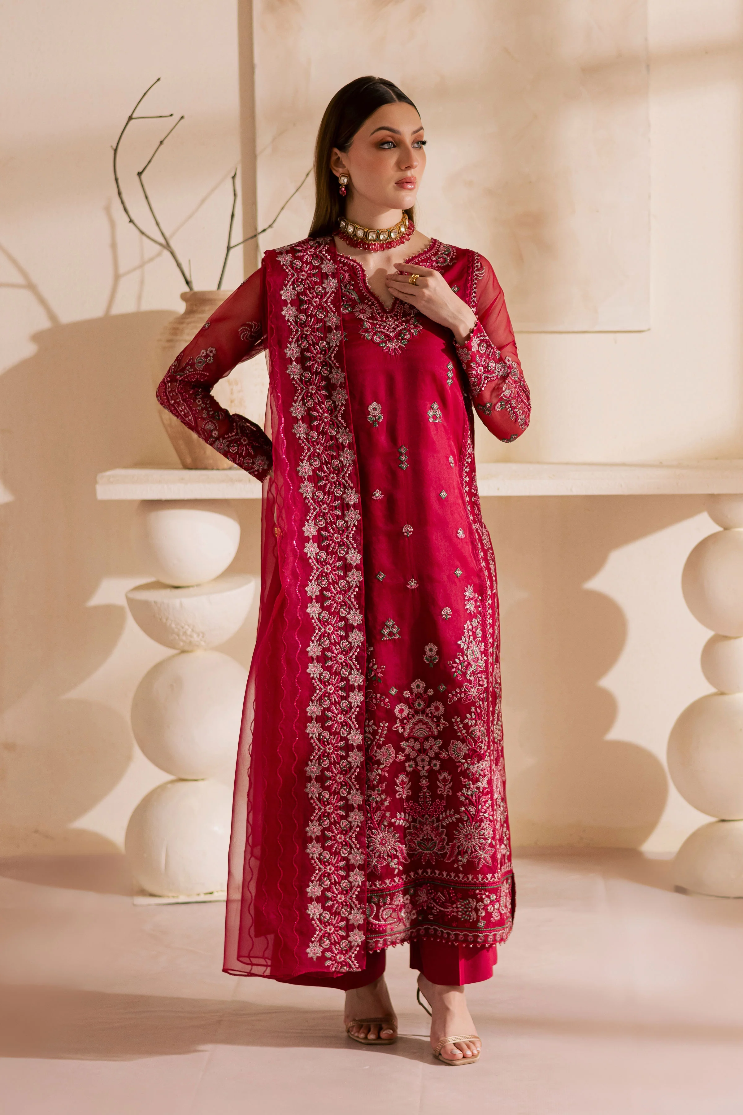 Gulshan Zara 3Pc - Embroidered Luxe Pret - Image 7