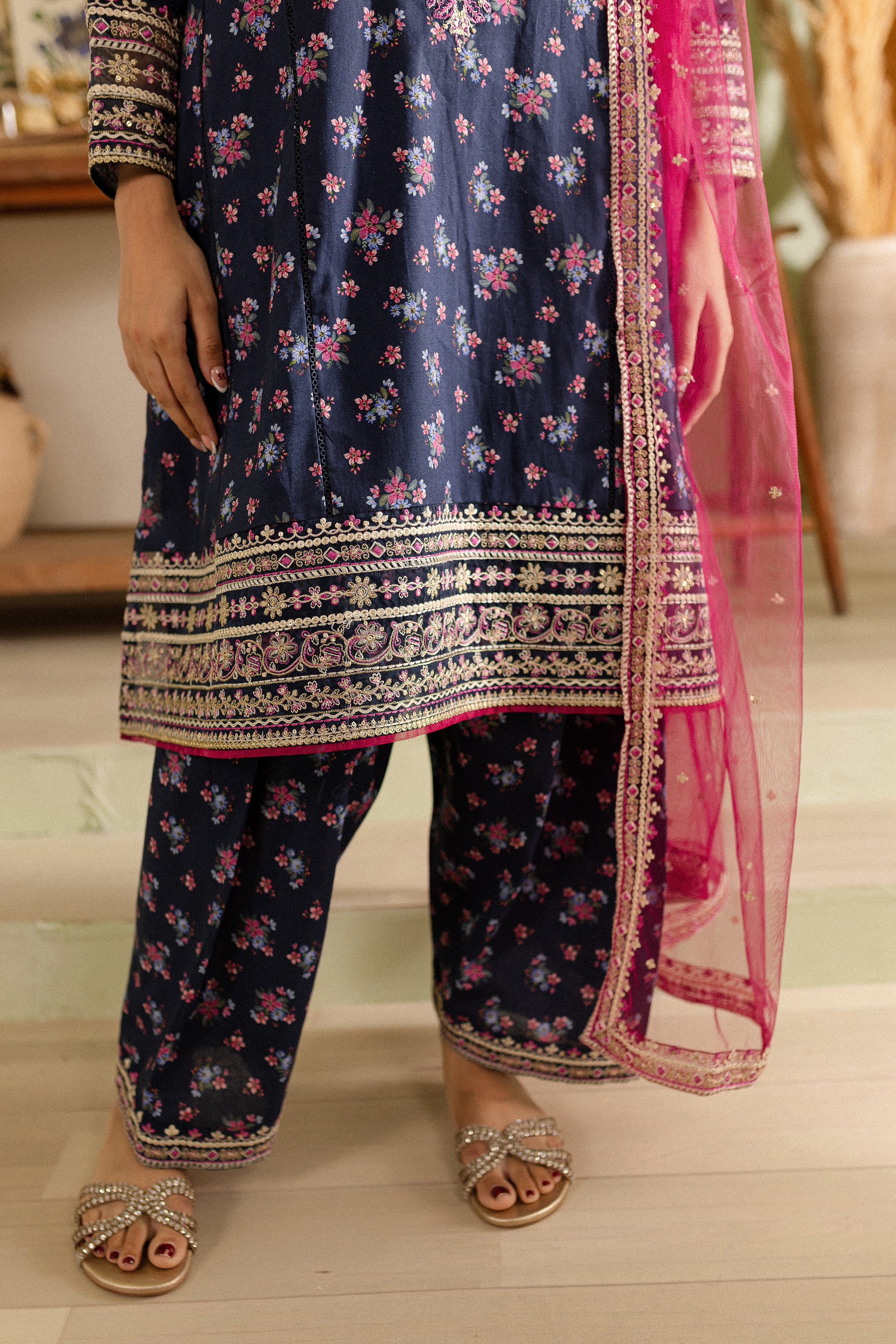 Joy 3pc - Printed Khaddar Dress - Image 7