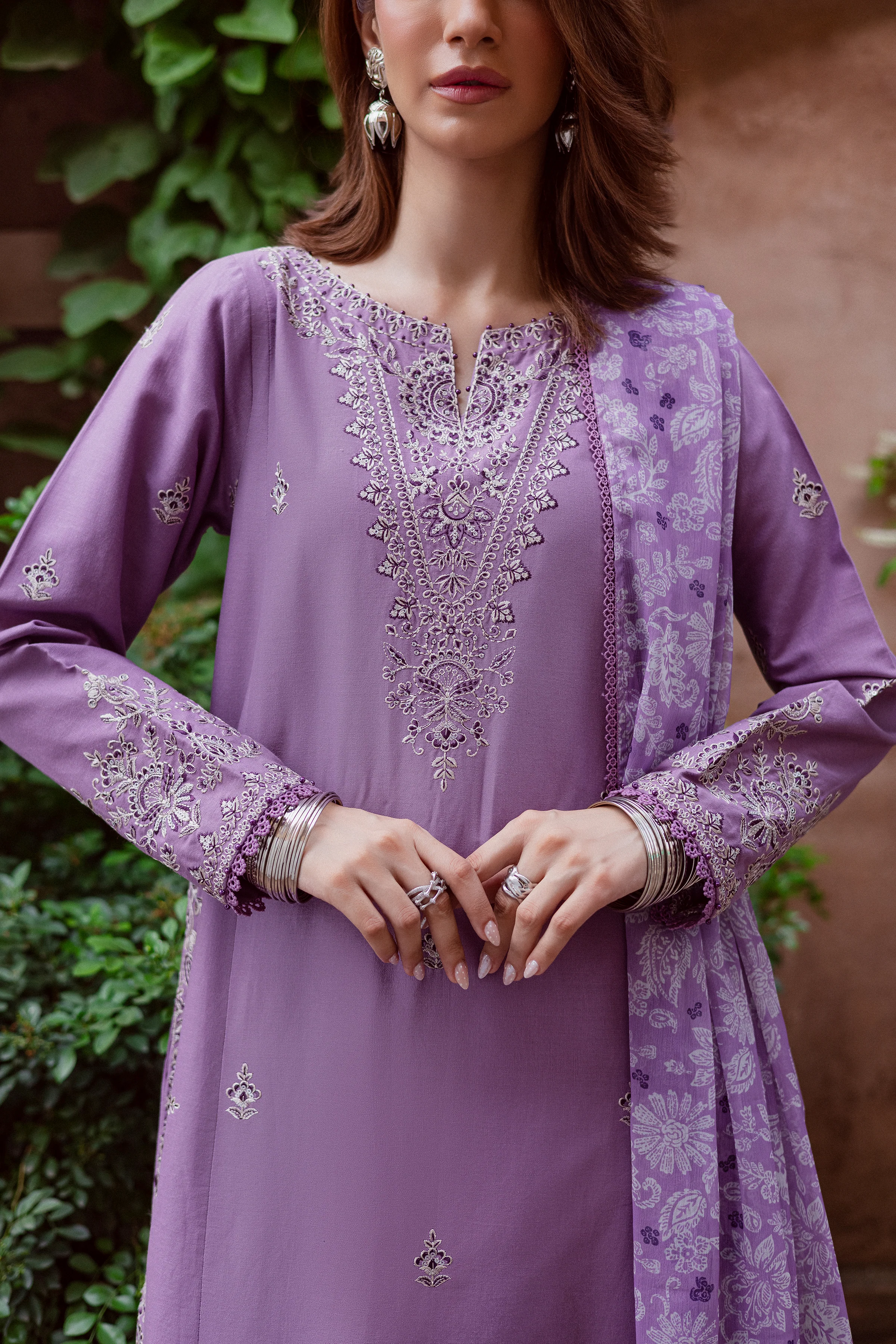Mandala 3Pc - Embroidered Khaddar Dress - Image 4
