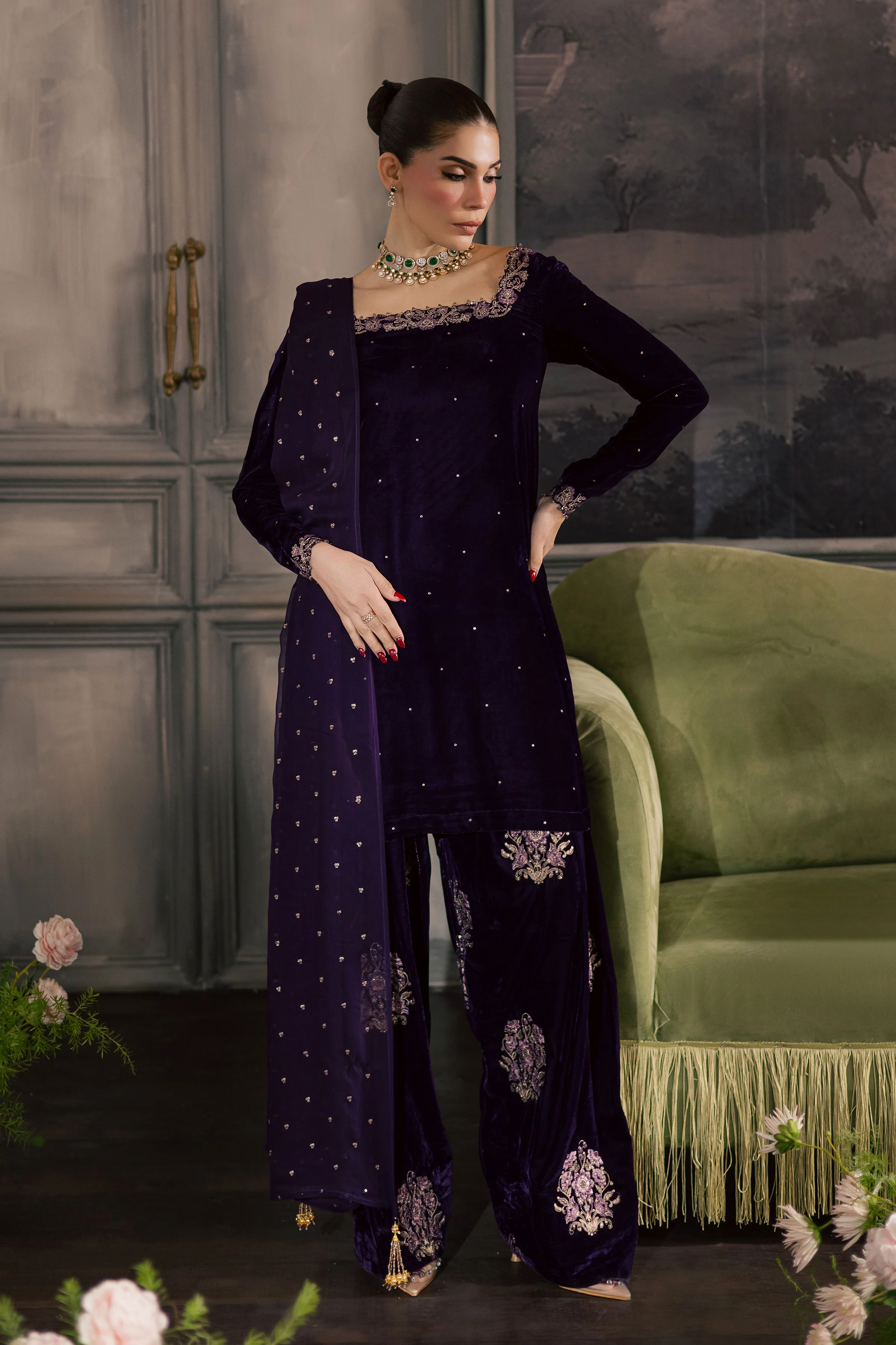 Midnight Purple 3Pc - Velvet Luxe Pret - Image 3