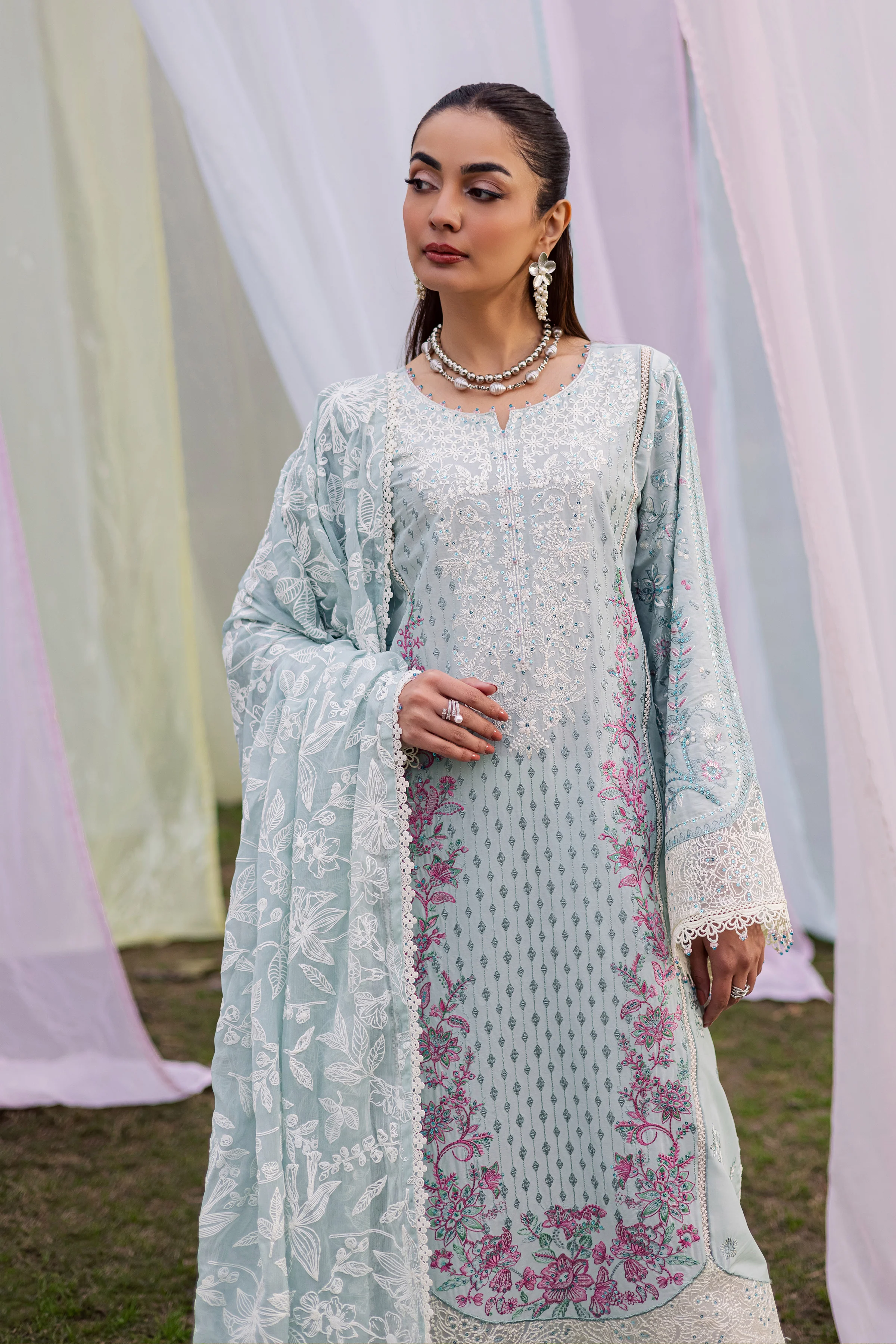 Ocean Swan 3Pc - Festive Embroidered Lawn - Image 5