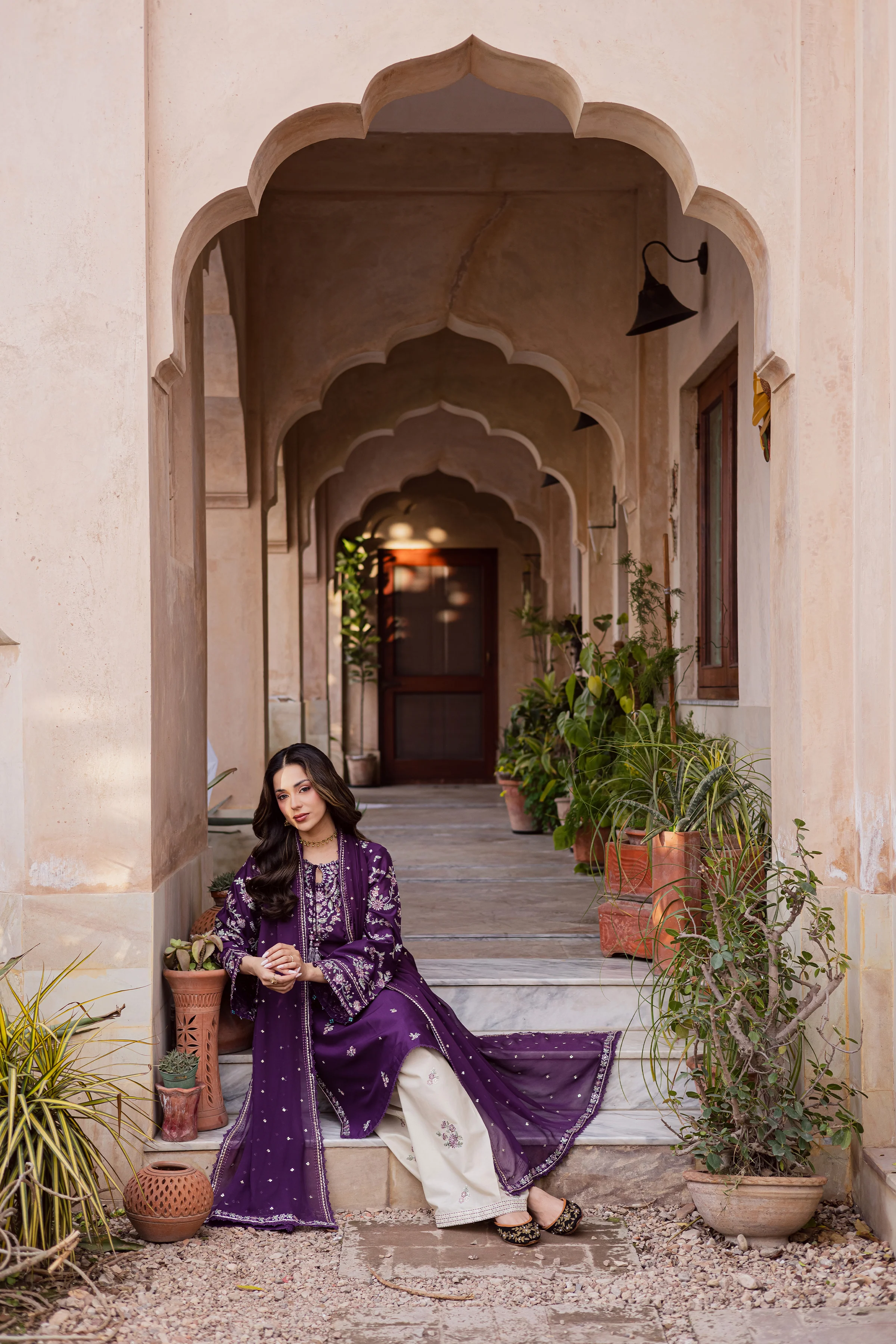 Plum Haze 3Pc - Festive Embroidered Lawn - Image 13