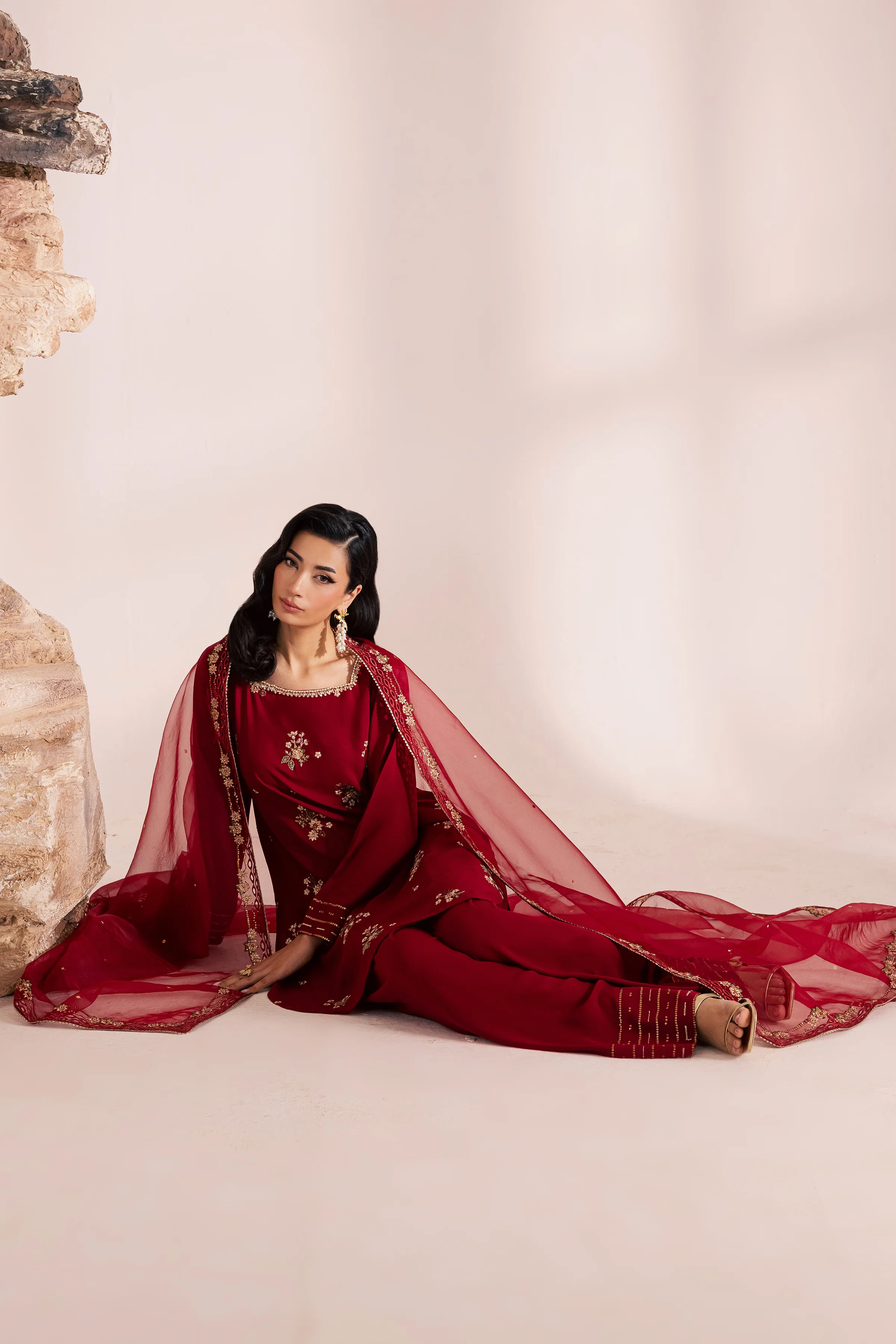 Red Aria 3Pc - Festive Luxe Pret - Image 4