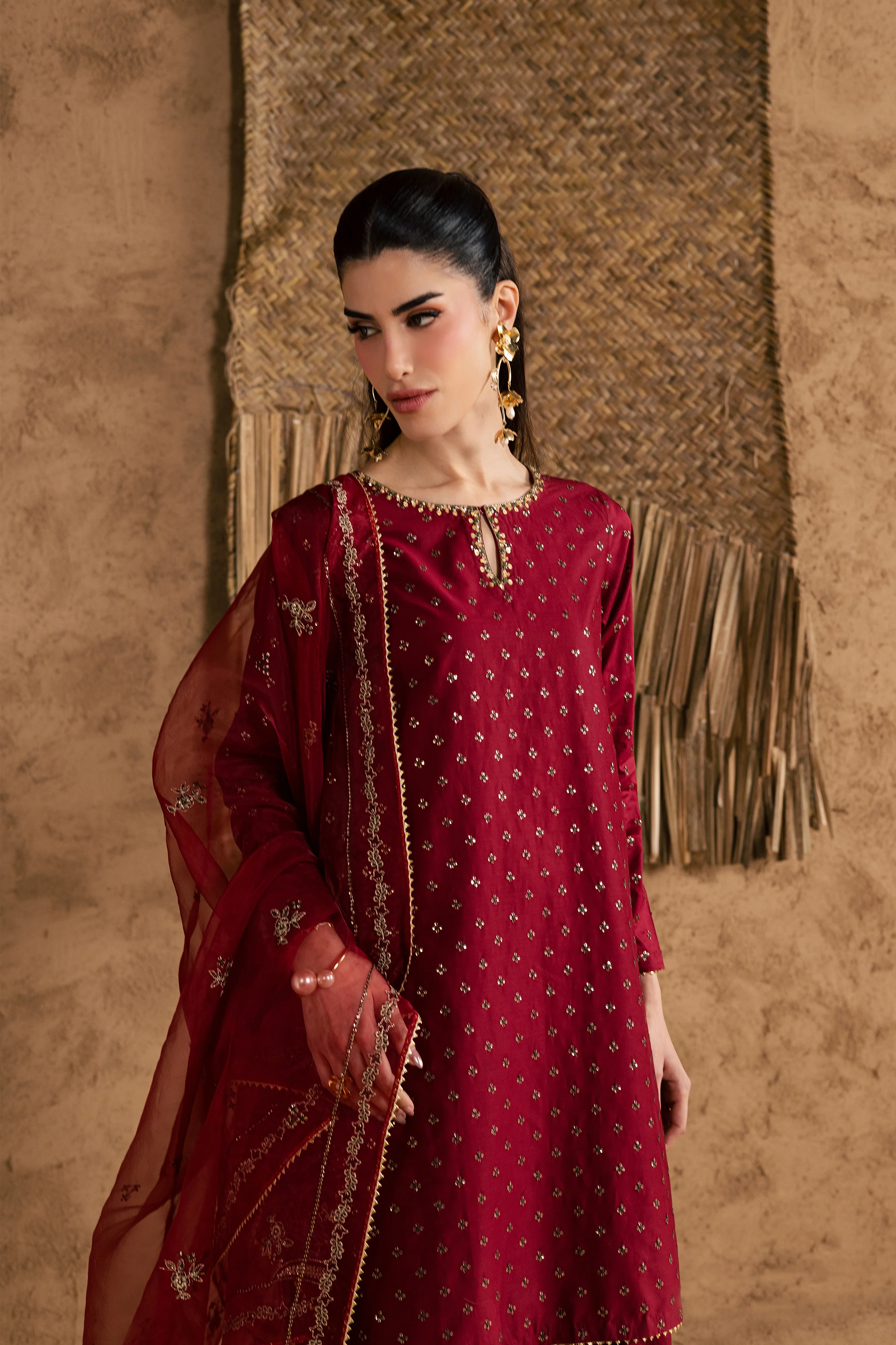 Red Monaco 3Pc - Festive Eid Pret - Image 4