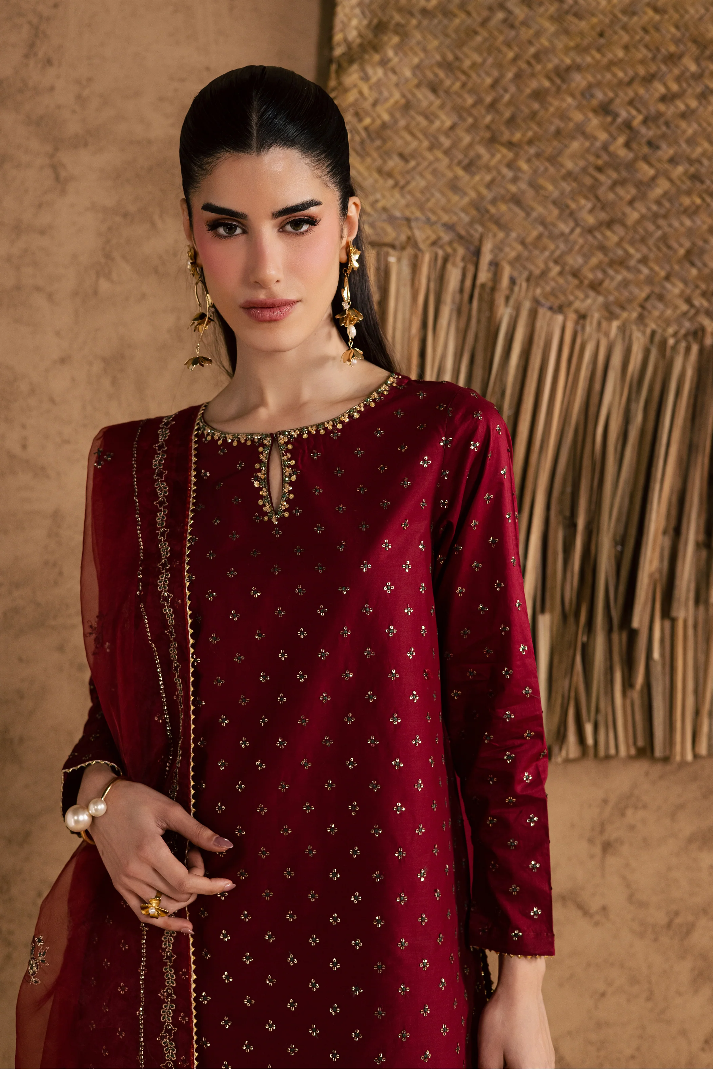 Red Monaco 3Pc - Festive Eid Pret - Image 7