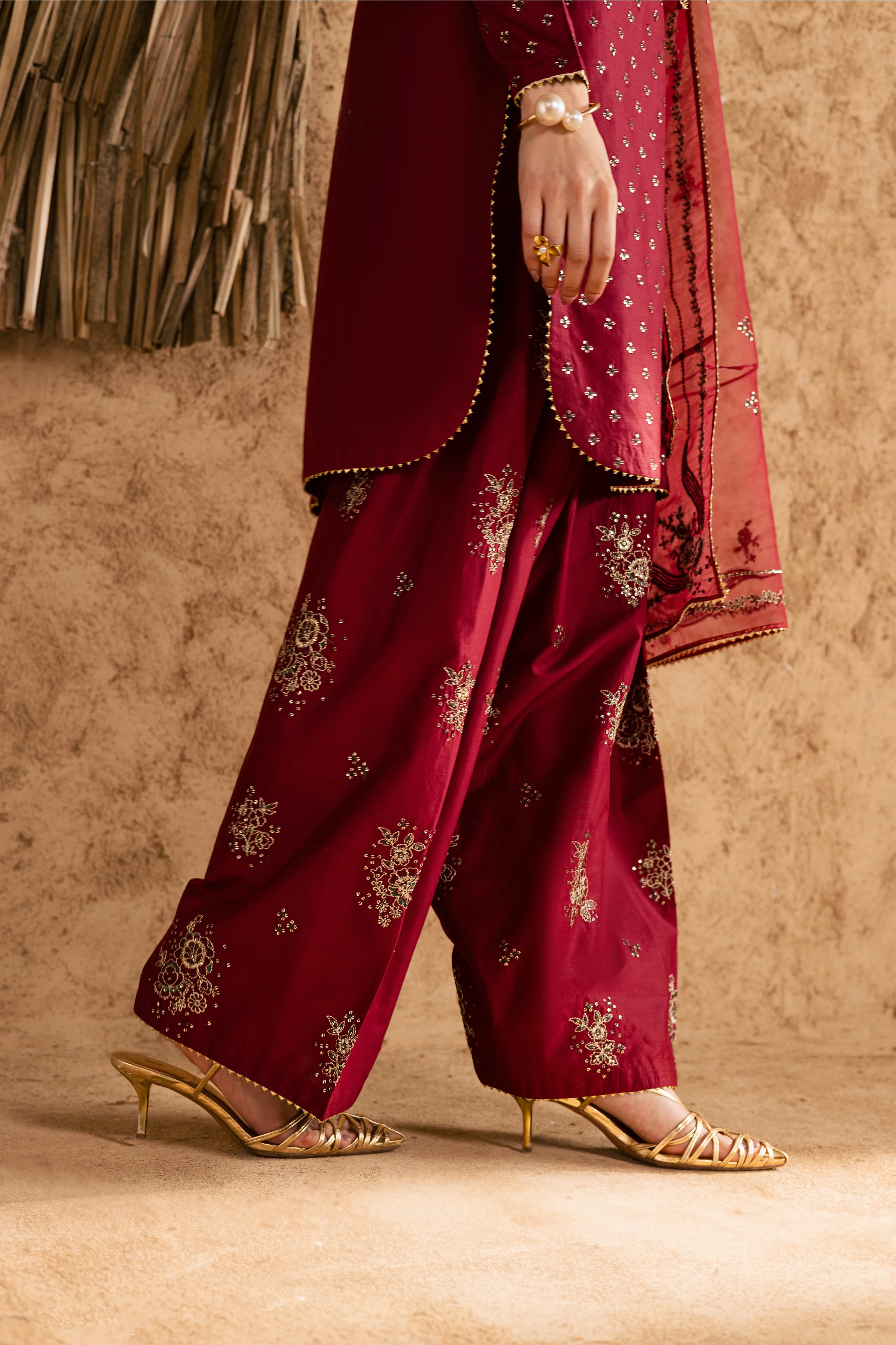 Red Monaco 3Pc - Festive Eid Pret - Image 9