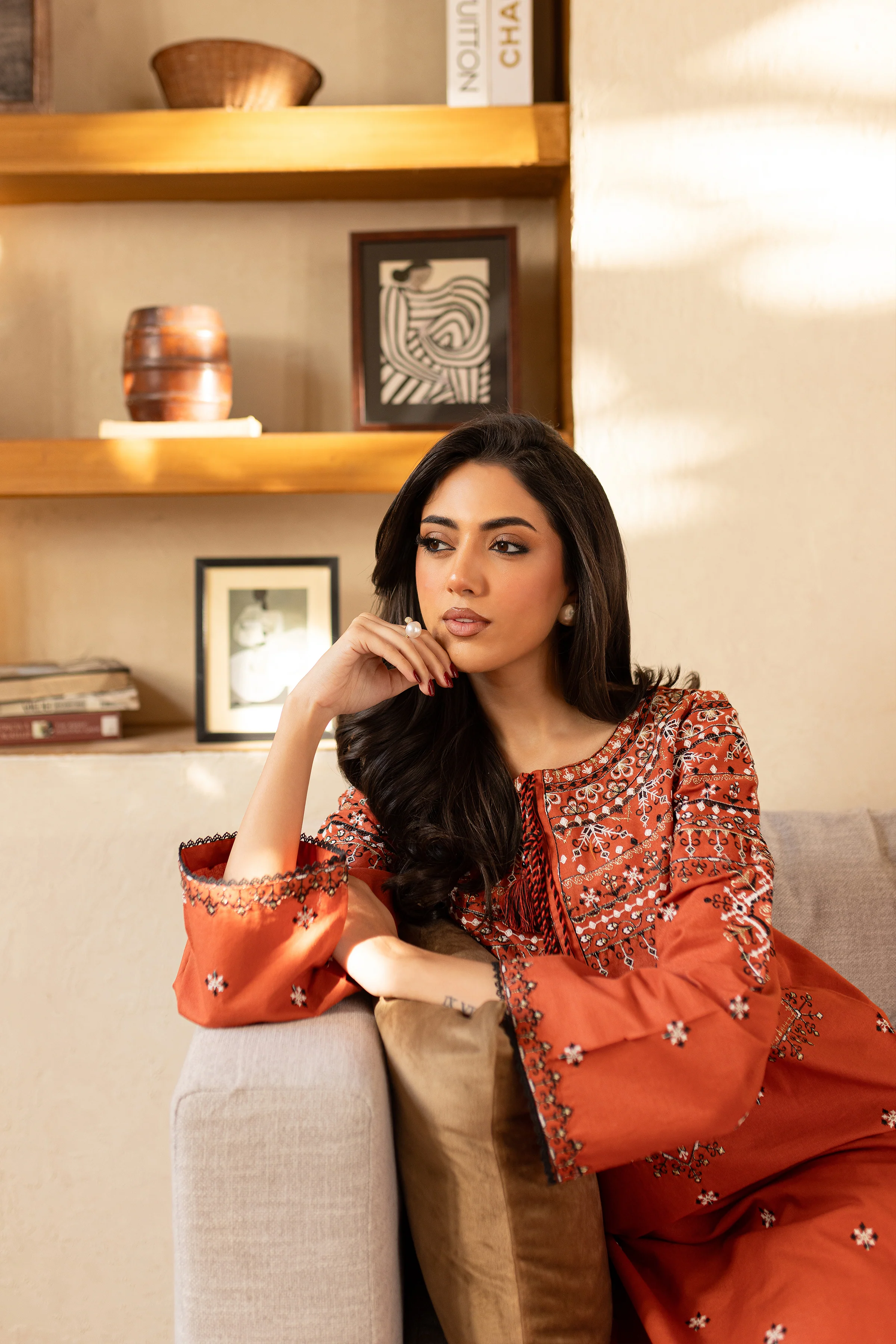 Royal Rust 2Pc - Embroidered Khaddar Dress - Image 6