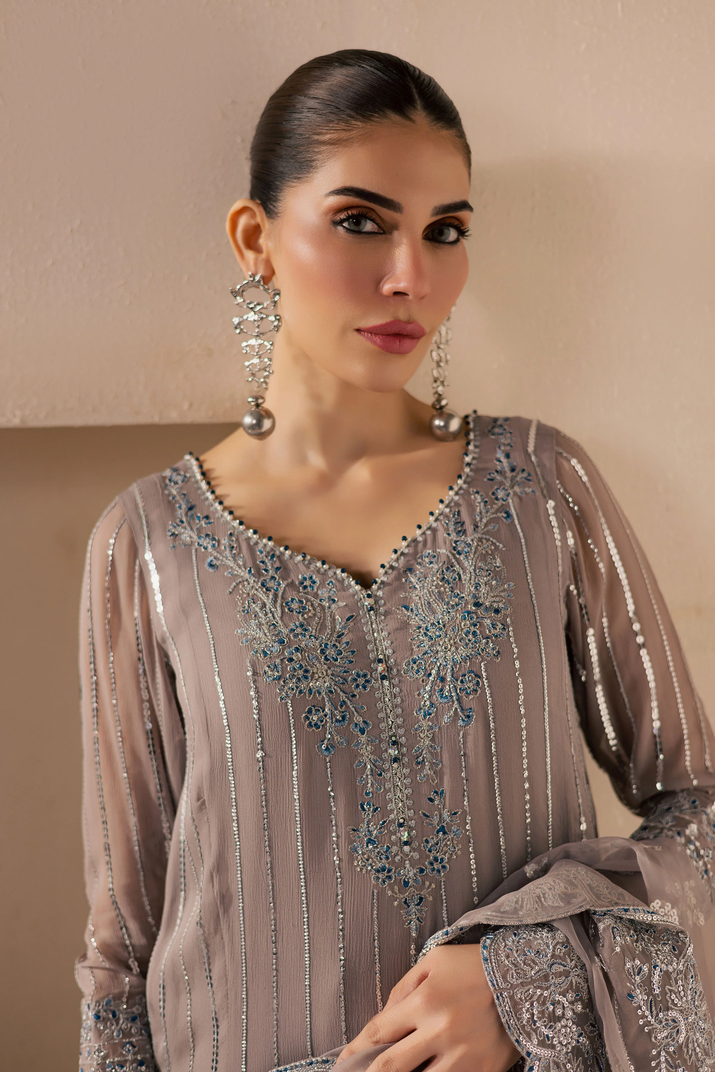 Saabiha 3Pc - Embroidered Luxe Pret - Image 4