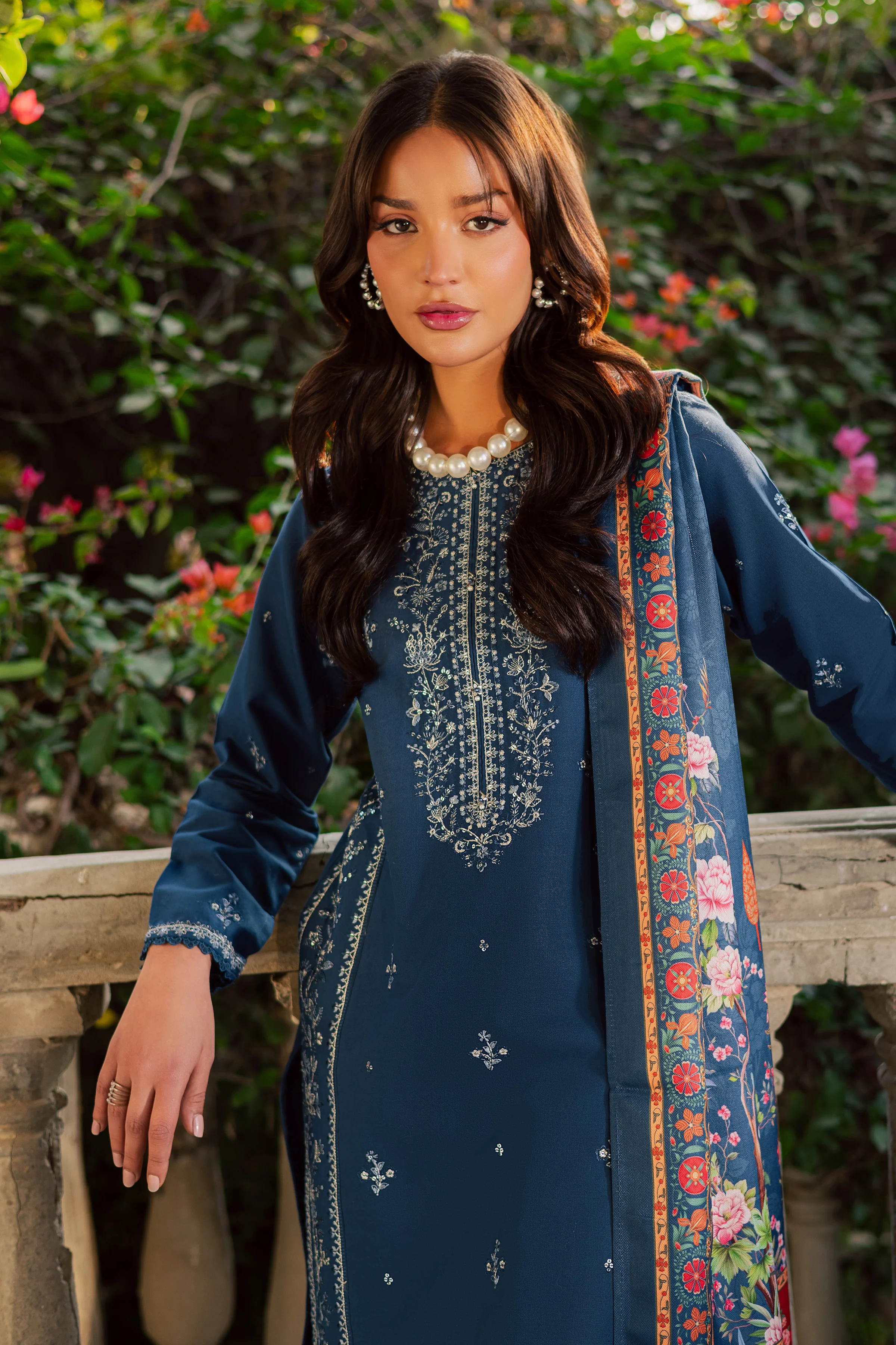 Sea Girl 3Pc - Embroidered Khaddar Dress - Image 6