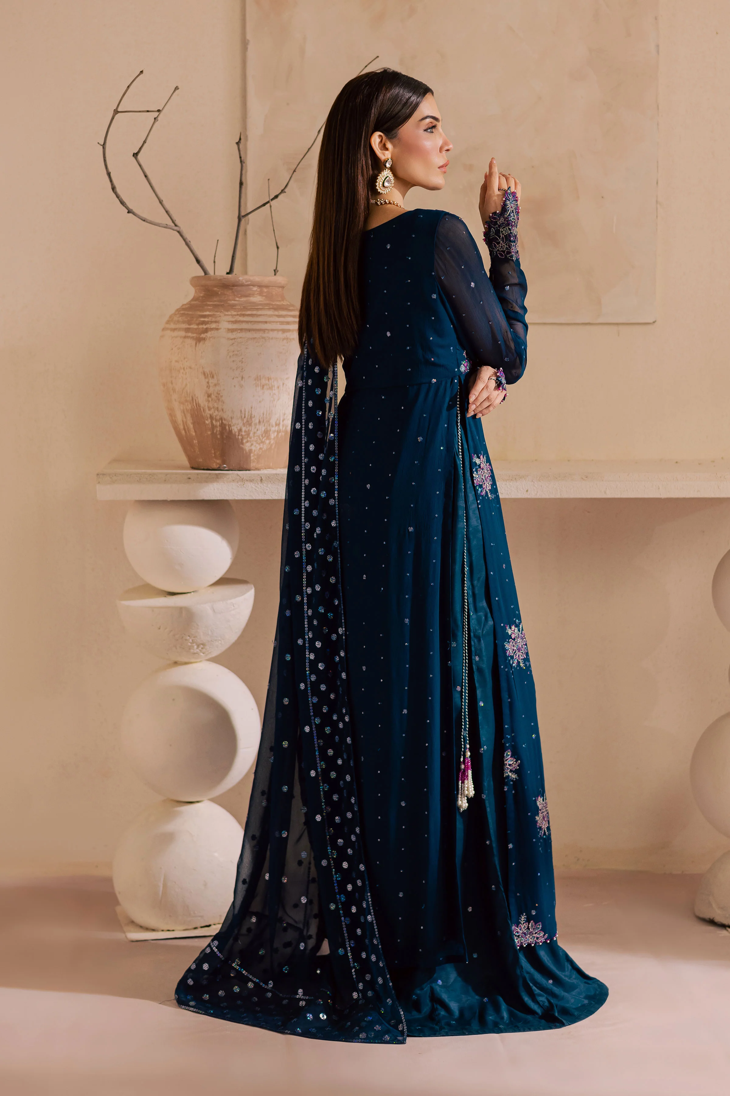 Sham e Falak 3Pc - Embroidered Luxe Pret - Image 5