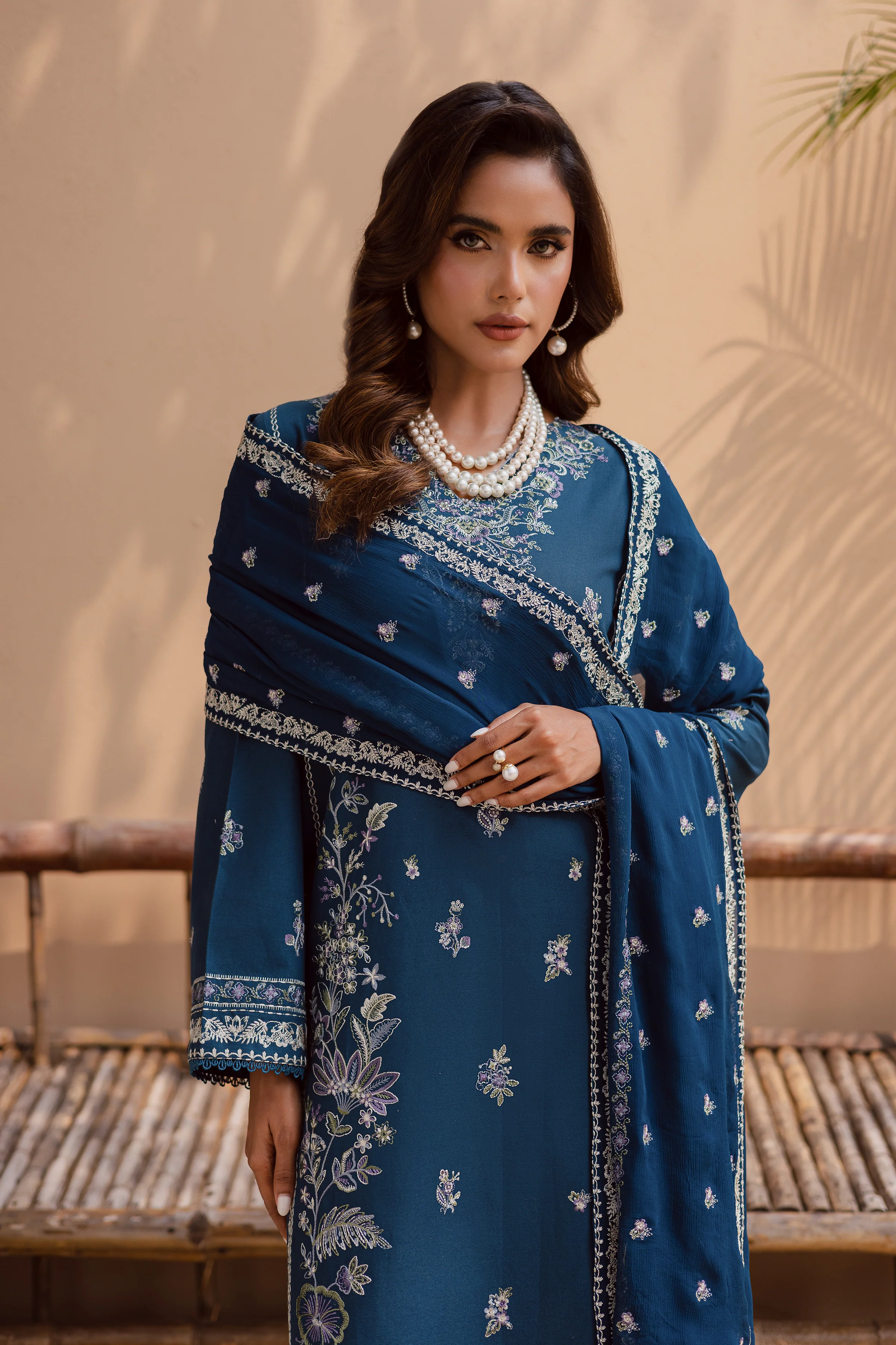 Snow flake 3Pc - Embroidered Khaddar Dress - Image 4