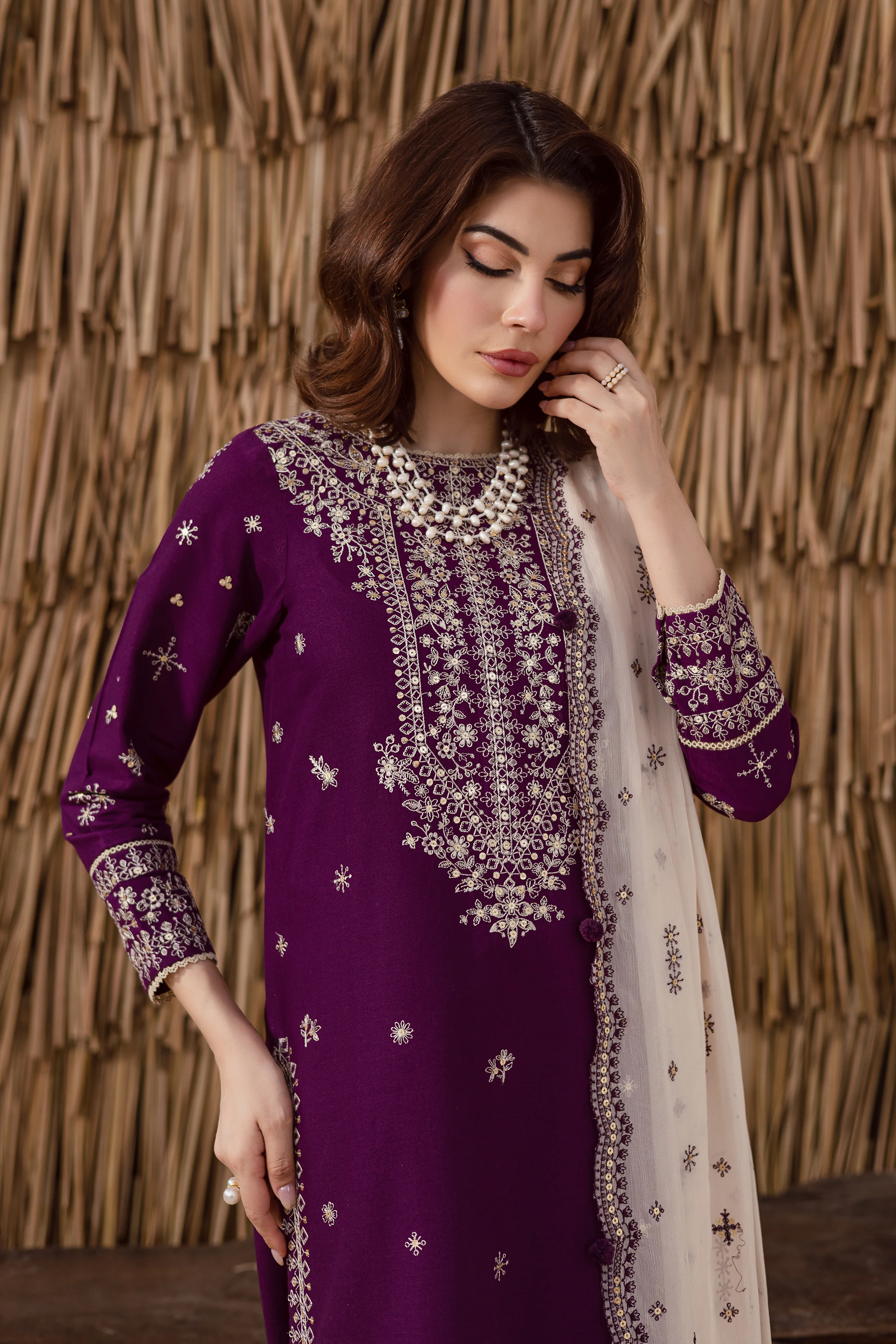 Solace 3Pc - Embroidered Khaddar Dress - Image 5