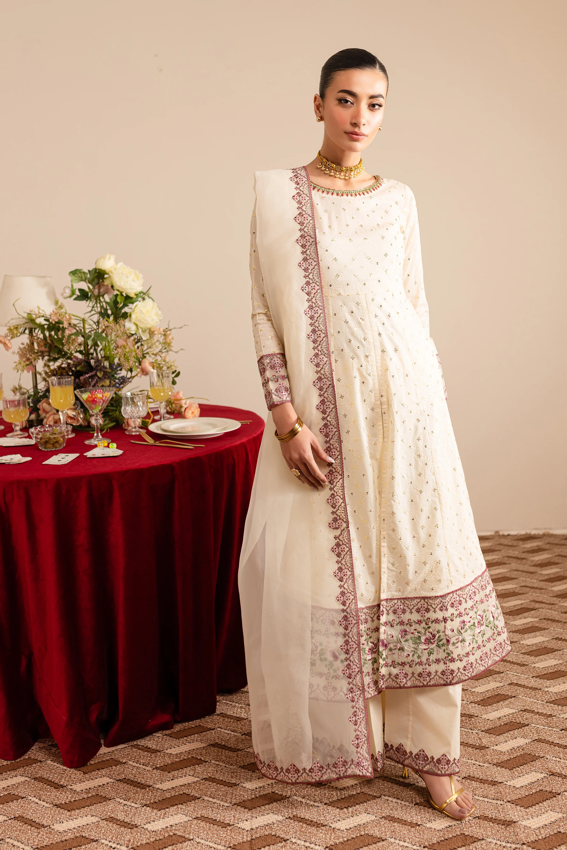 Sufaid 3Pc - Embroidered Luxe Pret - Image 4