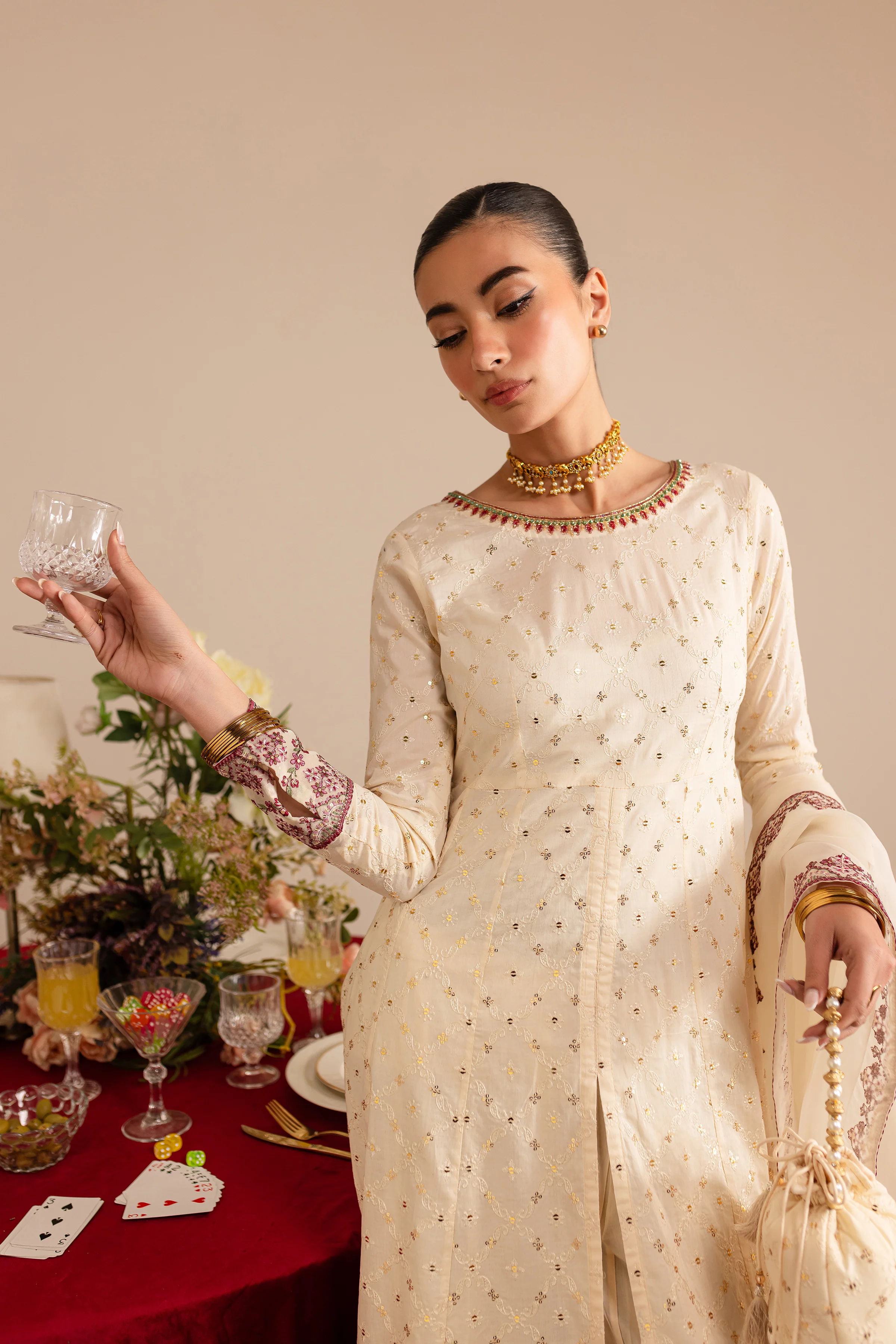 Sufaid 3Pc - Embroidered Luxe Pret - Image 5