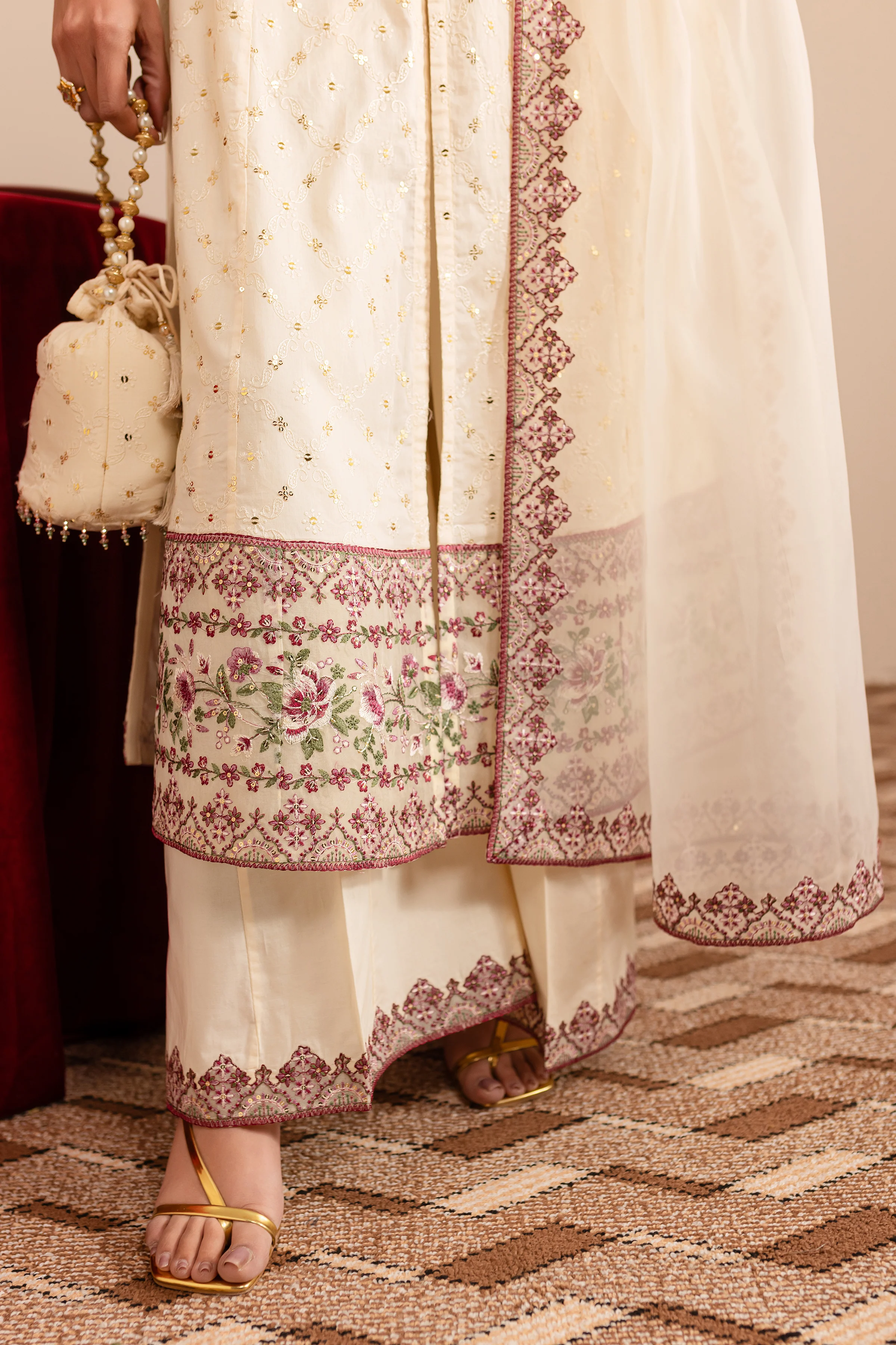 Sufaid 3Pc - Embroidered Luxe Pret - Image 6