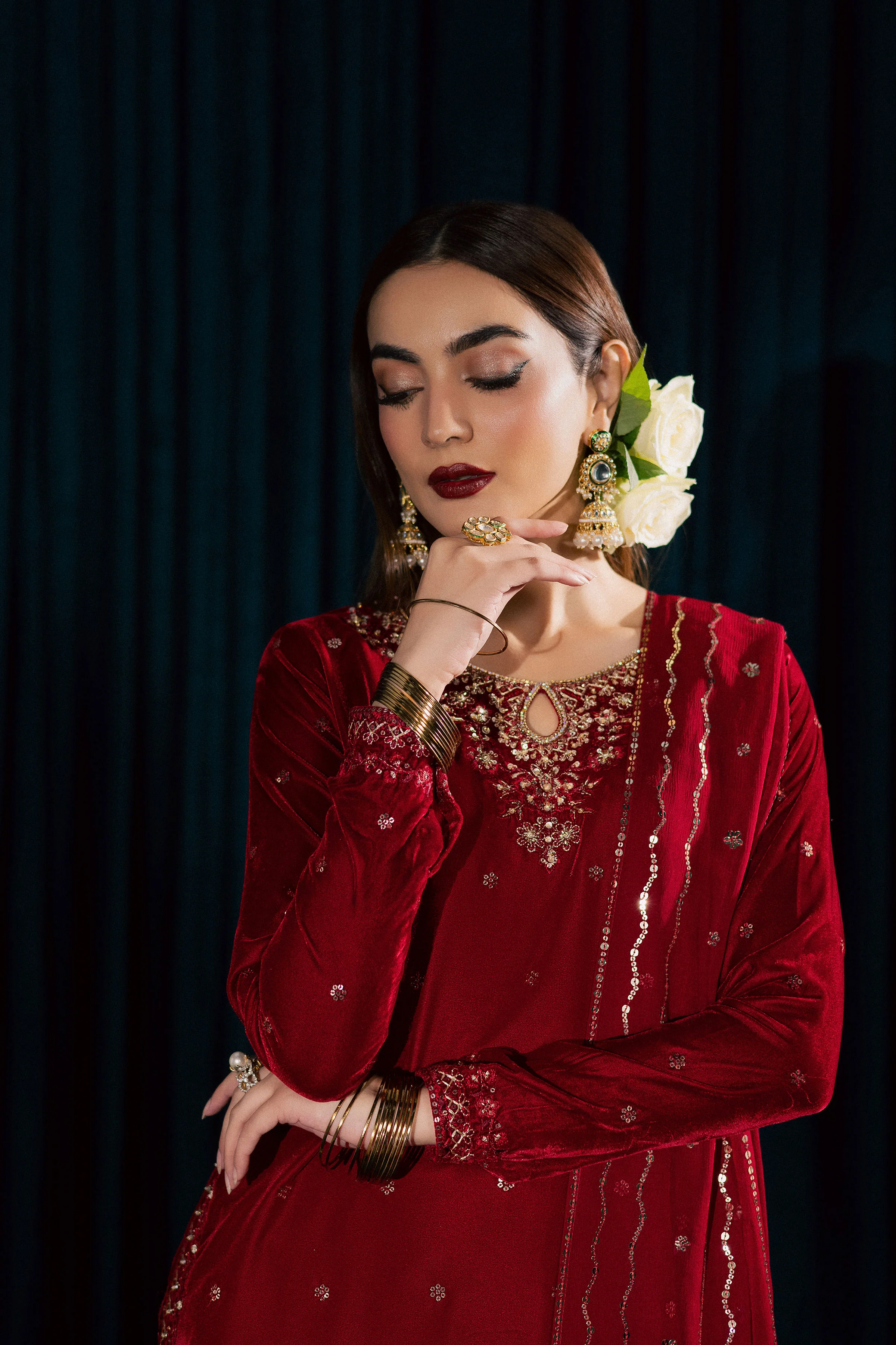 Surkh Gul 3Pc - Velvet Formal Dress - Image 8