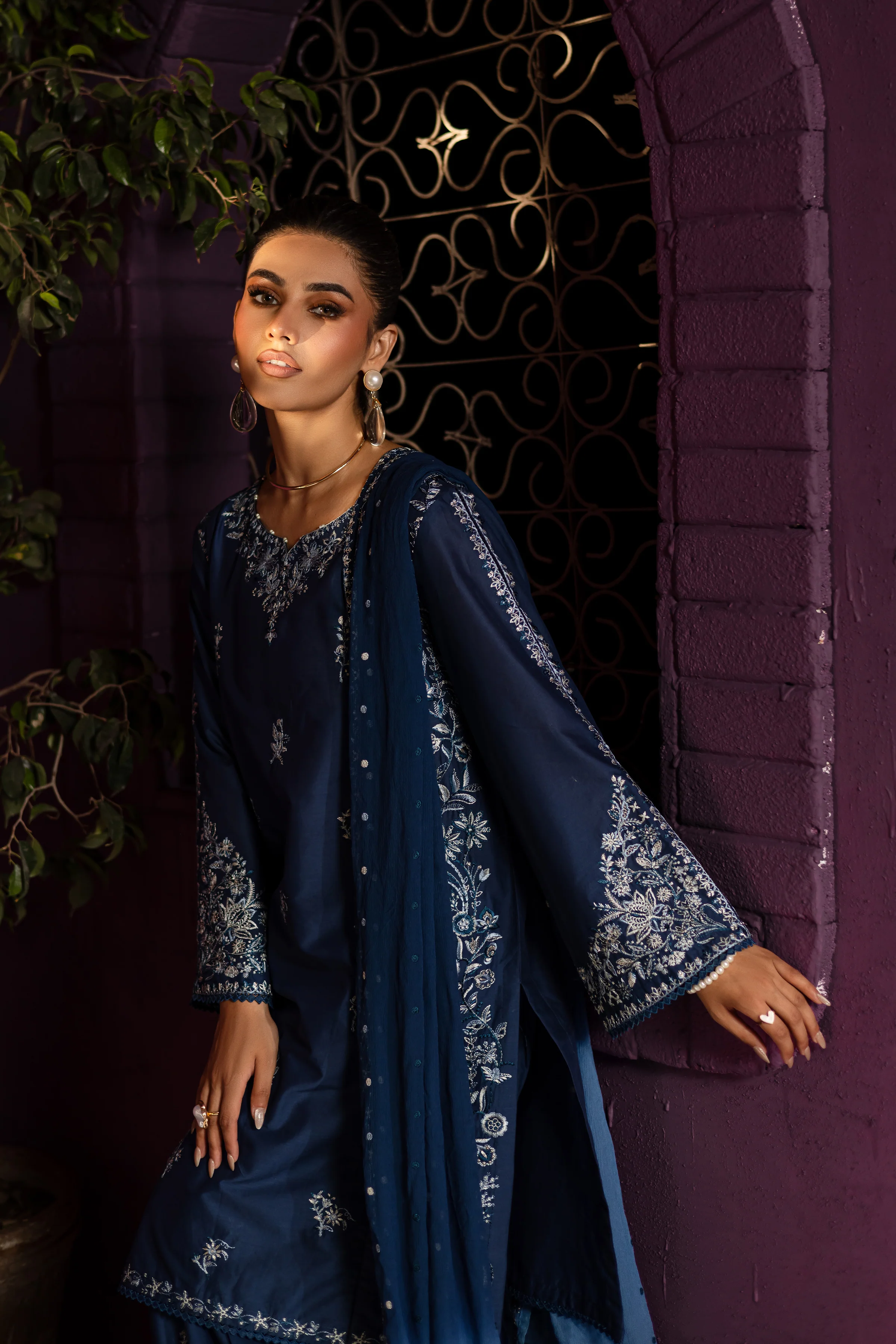 Twinkle Haze 3Pc - Embroidered Solid Dress - Image 4