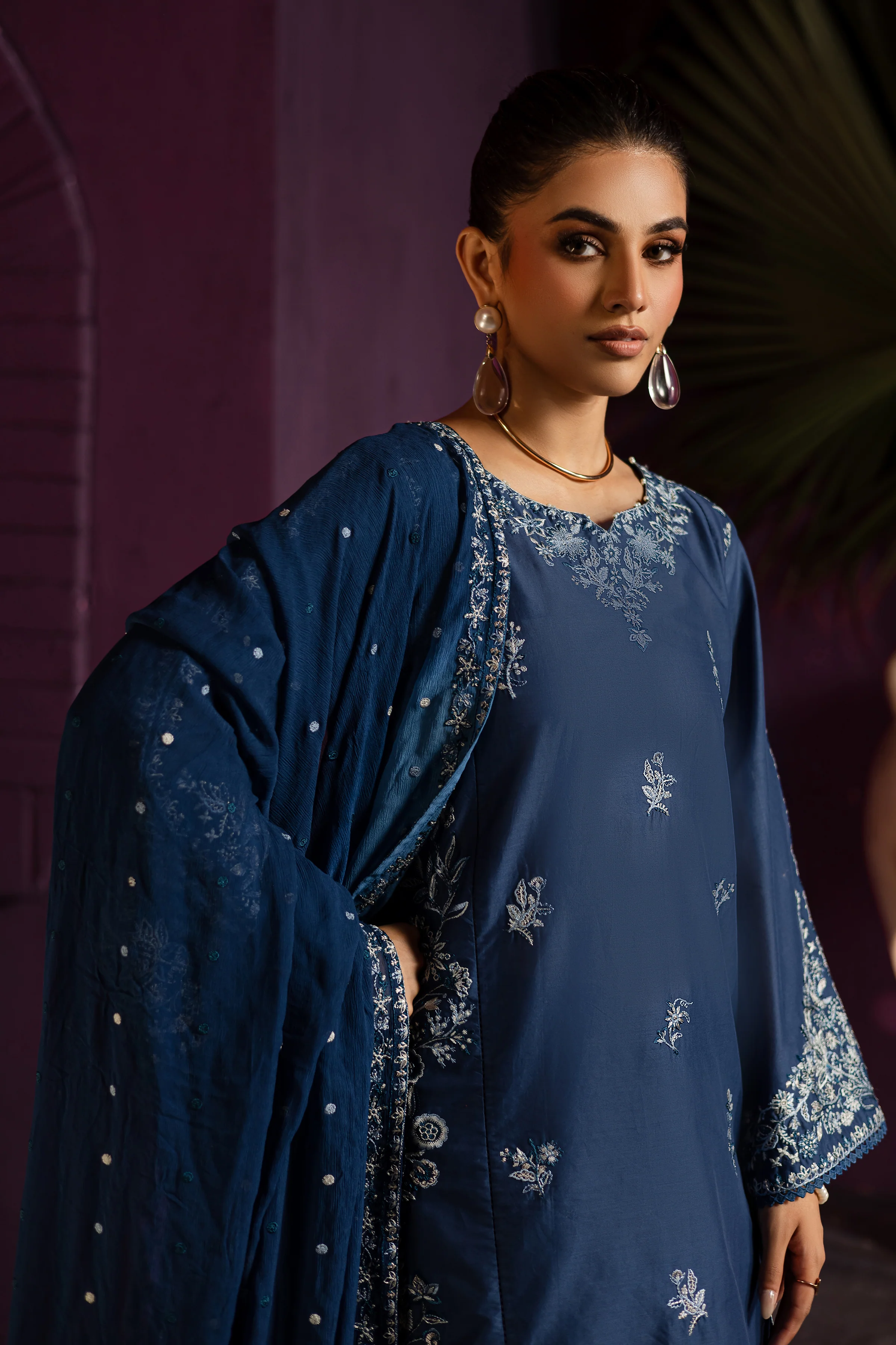 Twinkle Haze 3Pc - Embroidered Solid Dress - Image 5